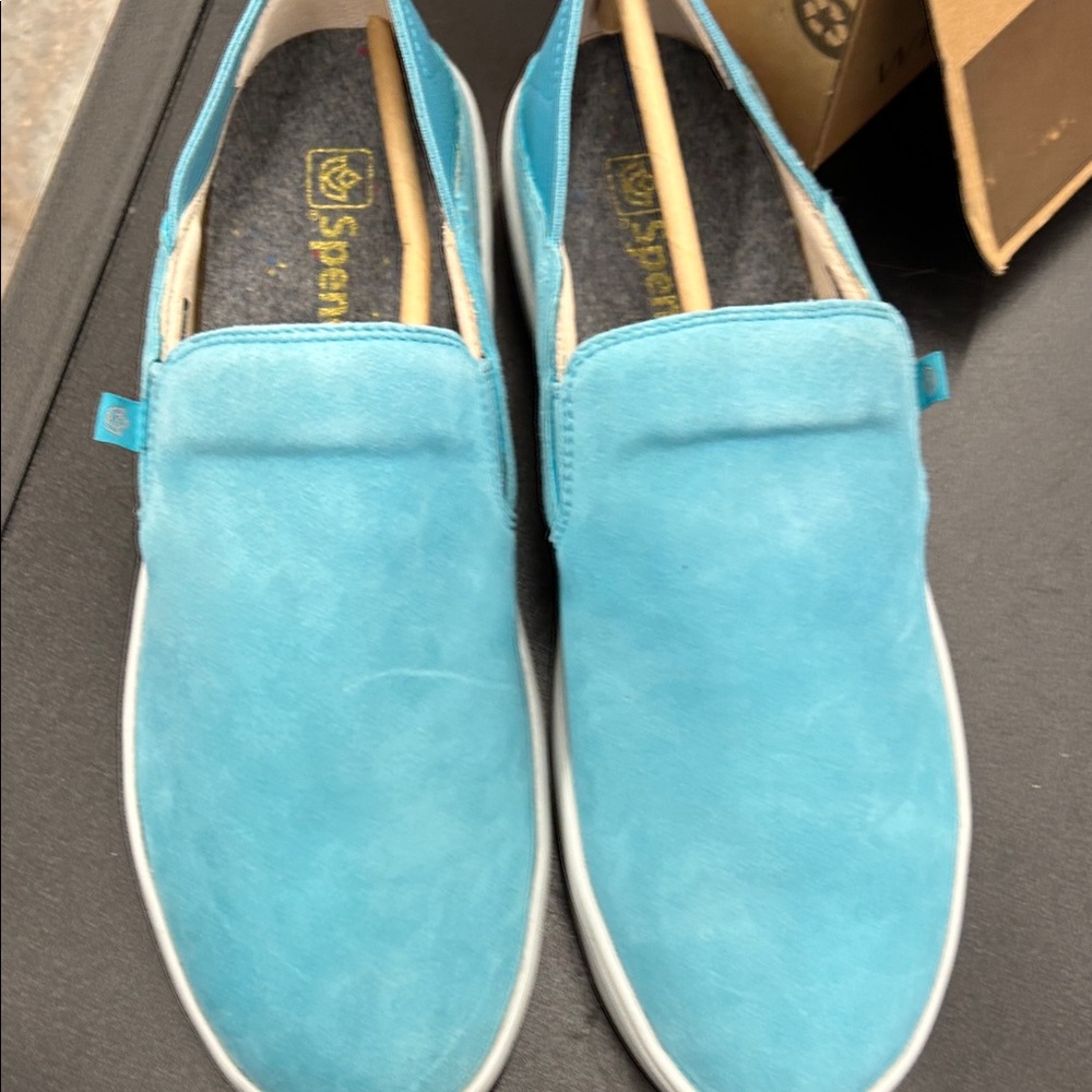 Women’s size 10  Spence blue suede shoes Men's Turquoise Slip-On Loafers